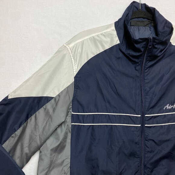 Reebok Air Force Windbreaker Jacket Men's L Navy Colorblock Full Zip - Picture 6 of 13